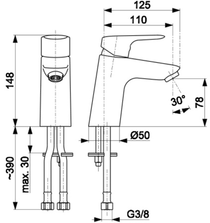 KFA bateria umywalkowa ze spustem klik-klak Abasha, chrom 5232-815-00