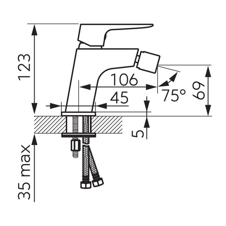 Ferro bateria bidetowa VITTO VERDELINE, gun metal BVI6VLGM