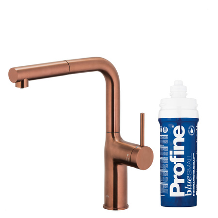 KFA bateria kuchenna z funkcją filtracji wody i wyciąganą wylewką Duero Pure Move Pull-Out + zestaw fitrujący Profine Blue S, brushed rose gold 6623-423-34