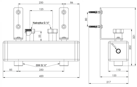 Afriso sprzęgło hydrauliczne HW, do rozdzielaczy KSV 125 do 70 kW 77317