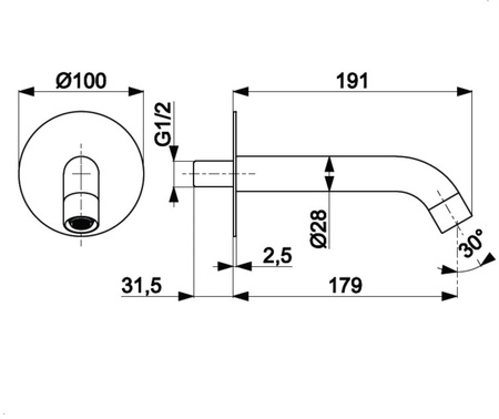 KFA wylot wannowy podtynkowy Moza, gun metal grey PVD 836-004-61