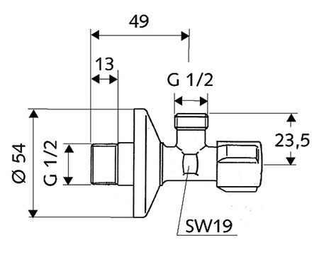 Schell zaworek kątowy COMFORT  1/2" x 1/2"  chrom 052170699