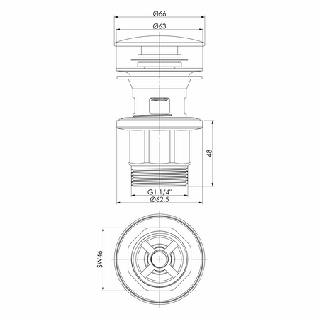 Instadrain spust plastikowy klik-klak, chrom 2853
