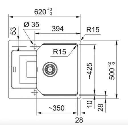 Franke zlewozmywak jednokomorowy wbudowywany Fragranite Urban UBG 611-62, biały polarny 114.0687.265