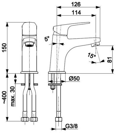 KFA bateria umywalkowa stojąca OTAVA chrom 5552-815-00