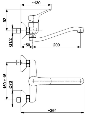KFA bateria kuchenna ścienna z wylotem 200 mm MORRIS chrom 5240-910-00