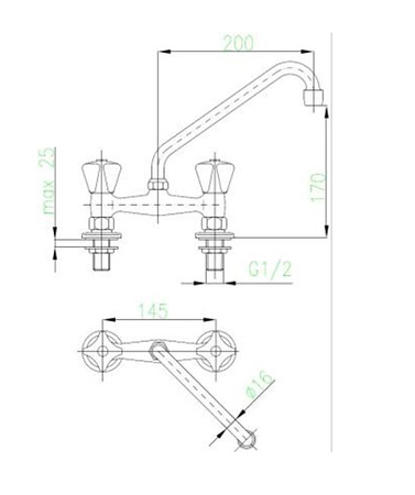 KFA bateria kuchenna stojąca Standard, chrom 301-510-00