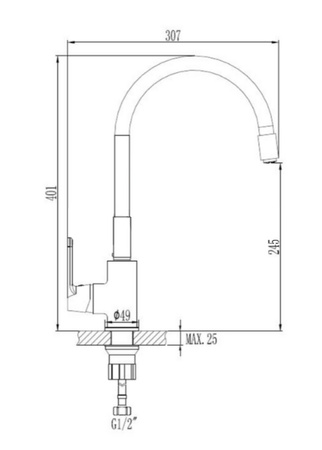 Invena bateria zlewozmywakowa JOGA PLUS z ruchomą wylewką, czarna IEBZ-32-P04