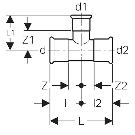 Geberit trójnik redukcyjny Mapress C-Stahl 22x18x22 21207