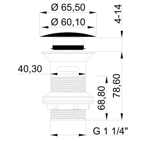 Invena ceramiczny korek click-clack z przelewem, czarny półmat SC-B1-CZP-W