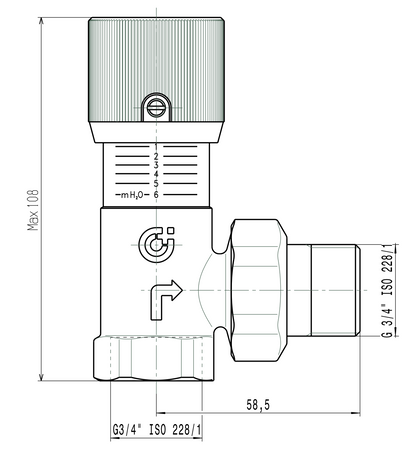 Caleffi regulowany zawór upustowo-różnicowy ze skalą, seria 519, 3/4" 519500