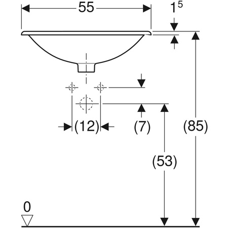 Geberit umywalka wpuszczana w blat Selnova Square, z przelewem, z otworem na baterię 500.306.01.1
