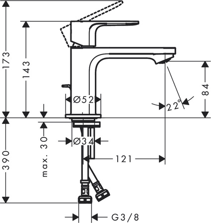 Hansgrohe bateria umywalkowa 80 z kompletem odpływowym z cięgłem Rebris S, chrom 72510000