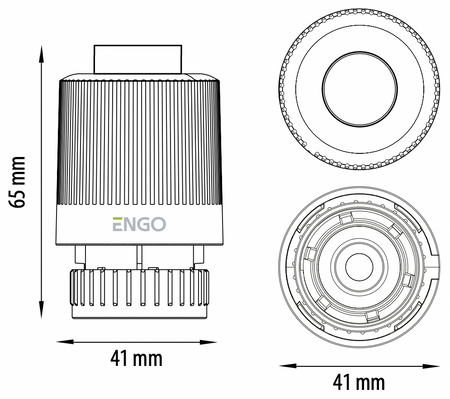 Engo siłownik termoelektryczny M30x1.5 do rozdzielacza ogrzewania podłogowego, 230V, normalnie otwarty E30NO-230