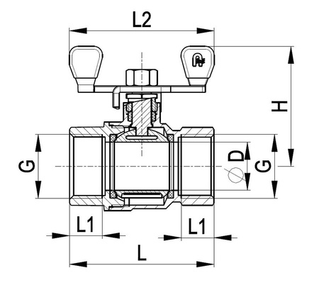 KFA zawór kulowy wodny z motylkiem WW 3/4" 700-120-20