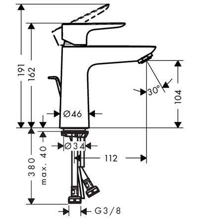Hansgrohe bateria umywalkowa Talis E 110 z kompletem odpływowym 71710000