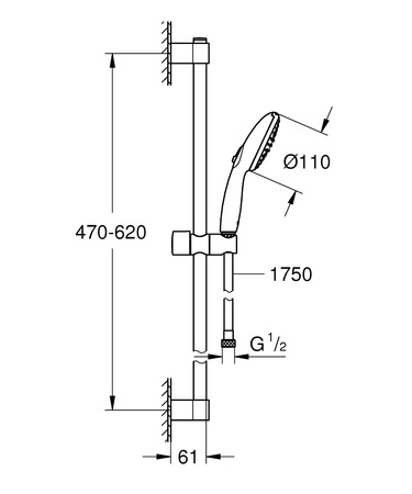 Grohe zestaw prysznicowy przesuwny Tempesta 110 czarny mat 261622433