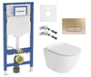 Zestaw stelaż podtynkowy Geberit UP320 do WC z przyciskiem Mocha bronze gold + miska WC Sofi Slim 3.0 z deską Lavita S192
