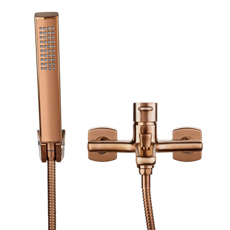Invena bateria wannowa z zestawem natryskowym Glamour, miedź BW-02-014-V