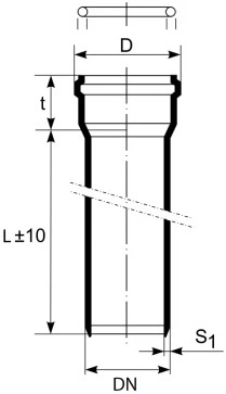 Magnaplast rura z kielichem HTEM 40/315 10115