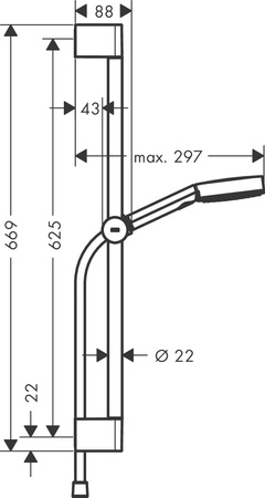 Hansgrohe zestaw prysznicowy 105 3jet Relaxation EcoSmart z drążkiem 65 cm Pulsify Select S, czarny matowy 24161670