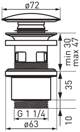 Ferro zawór spustowy do umywalek z przelewem, polipropylen, korek ceramiczny, biały S288PPC-B