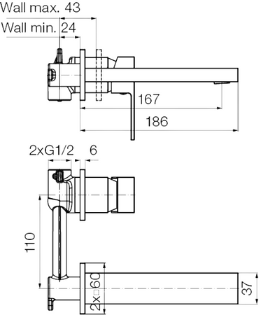 Valvex bateria umywalkowa podtynkowa ARS, gun metal 2419890