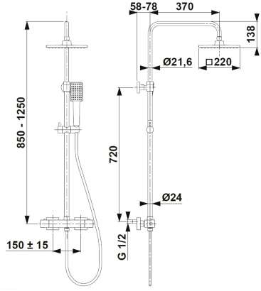 KFA Logon deszczownica z baterią natryskową termostatyczną, chrom 5746-910-00