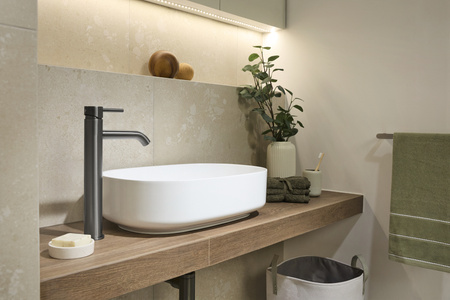 KFA bateria umywalkowa nablatowa Moza, gun metal grey PVD 5032-612-61