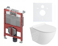 Zestaw stelaż niski podtynkowy Tece do WC + miska WC z deską Lavita S049