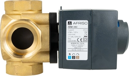 Afriso zestaw regulacyjny ProClick: 4-drogowy obrotowy zawór mieszający ARV 486 ProClick, DN40, Rp1 1/2", Kvs 24 + siłownik elektryczny ARM 343 ProClick 1348654