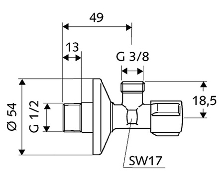 Schell zawór regulacyjny kątowy Comfort 1/2x3/8 bez nakretek BN 052120699