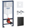 Zestaw stelaż podtynkowy Grohe Rapid SL do WC z przyciskiem Skate Cosmopolitan phantom black + mata Concept S178
