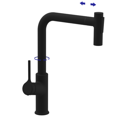 Invena bateria kuchenna z wyciąganą wylewką Farsala czarna BZ-40-L04-S