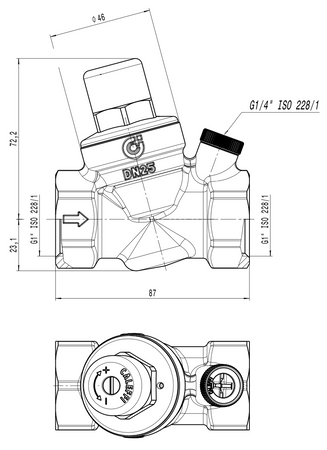 Caleffi regulator ciśnienia z możliwością przyłączenia manometru, seria 5334, 1" GW 533461
