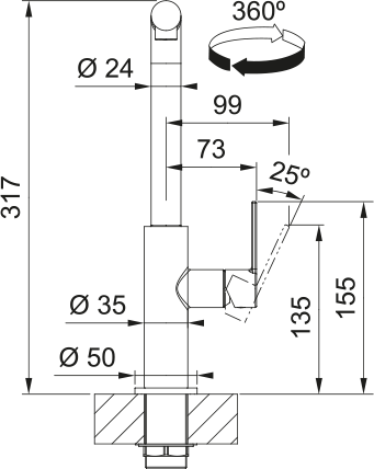Franke bateria kuchenna z wyciąganą wylewką Maris Slim L pull-out, chrom 115.0728.393