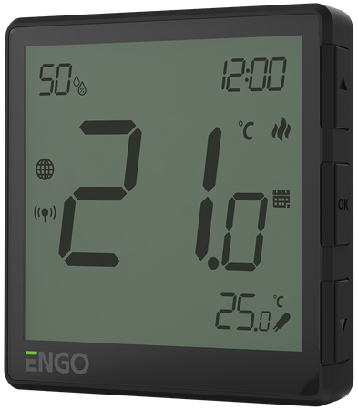 Engo podtynkowy, internetowy regulator tempertatury ZigBee 230V, czarny EONE-230B