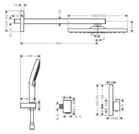 Hansgrohe zestaw prysznicowy podtynkowy z termostatem i deszczownią ShowerSelect Raindance E, czarny 27939670