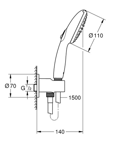 Grohe zestaw prysznicowy punktowy Tempesta 110 czarny mat 264062433