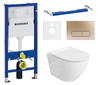 Zestaw stelaż podtynkowy Geberit UP100 do WC z przyciskiem Mocha bronze gold + miska WC Sofi Slim z deską Lavita S228