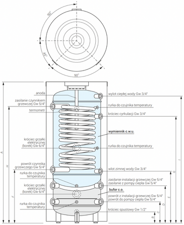 Kospel zbiornik kombinowany "all in one" 250/60 SWVPC-250/60