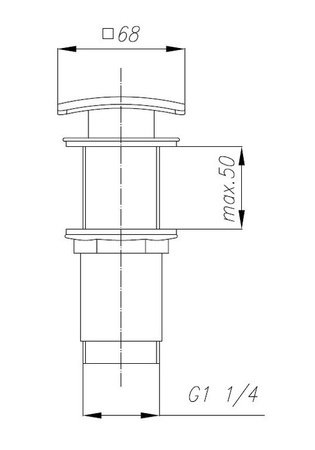 KFA spust umywalkowy typu klik-klak, duży kwadratowy bez przelewu, chrom 660-453-00