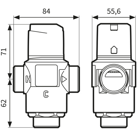 Afriso zawór termostatyczny mieszający ATM 883, DN25, G1 1/4", Kvs 4,2 m3/h 1288310