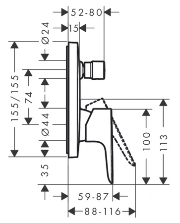 Hansgrohe bateria Talis E wannowo-natryskowa elem.zew czarny mat 71745670