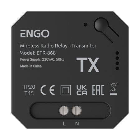 Engo przekaźnik bezprzewodowy EngoLink, nadajnik+odbiornik sterowany radiowo, 868Mhz, 230V ETR-868