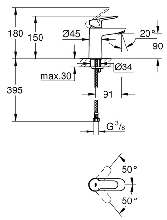 Grohe bateria umywalkowa BauEdge, chrom 23330000