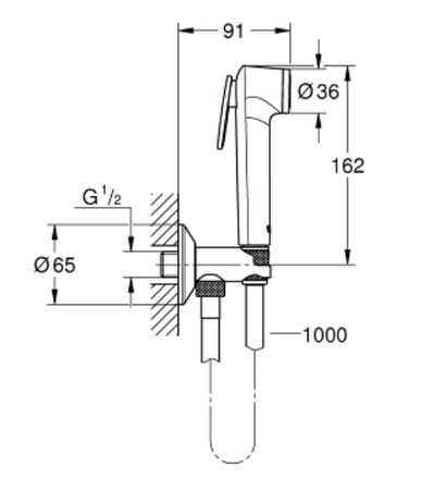 Grohe zestaw z uchwytem ściennym i zaworem kątowym Tempesta-F Trigger Spray 30, chrom 26358000