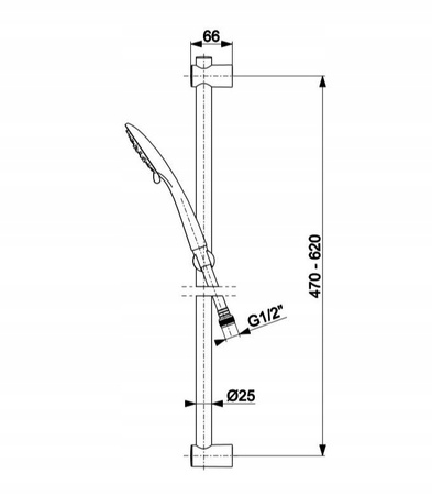 KFA natrysk MOZA BLACK przesuwny 841-365-81