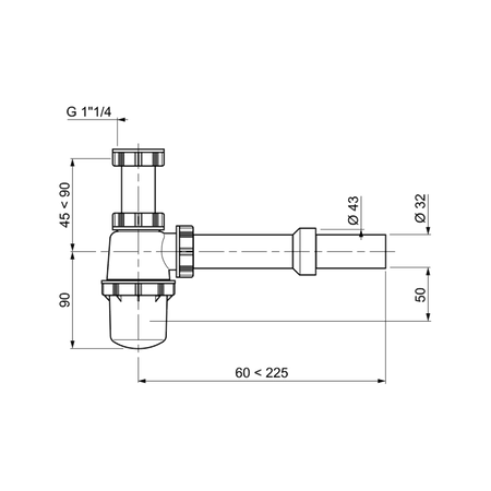 Wirquin syfon umywalkowy butelkowy 1 1/4"x32 mm bez spustu 31580101