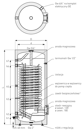 Galmet wymiennik z dużą wężownicą spiralną, do pomp ciepła 300l SGW(S) Maxi 26-308500N